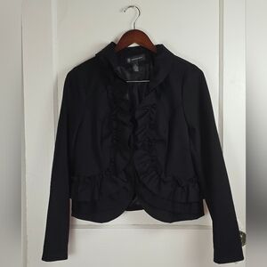 INC International Concepts Black Ruffled Coquette Jacket Medium